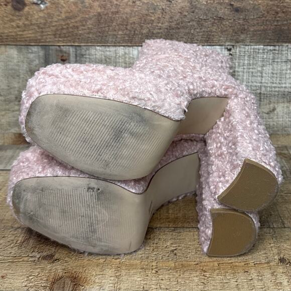 Shellys London High Heel Platform Boots Light Pink Sherpa Wool Effect Size 9 - Picture 11 of 13